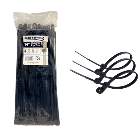 KABLE KONTROL Kable Kontrol® 14" Long Screw Mount Cable Ties - 120 Lb Tensile Strength - 100 Pack - UV Black MHT14-120-Black